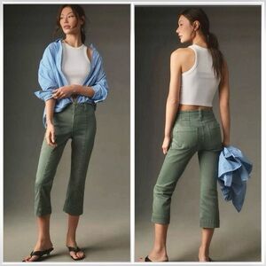 Pilcro Anthropologie Crop Pants Utility Military Green Mid Rise boho Sz 26